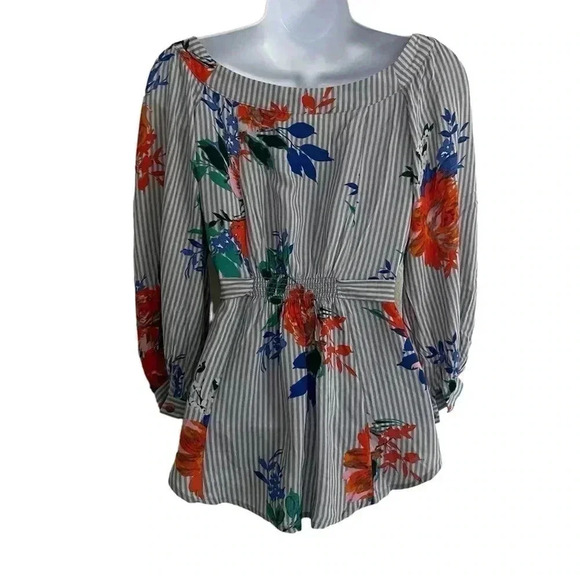Anthropologie Maeve women’s top size 2 blouse Lilorne Floral sleek  button down - Picture 5 of 9